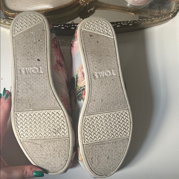 TOMS Women's Floral Canvas Loafers - Pink and Green - Picture 4 of 8